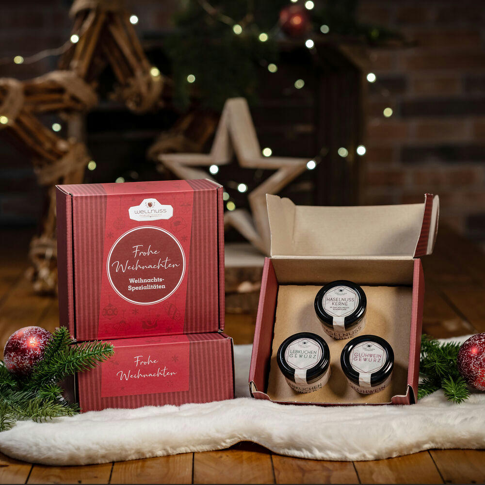  Geschenkkarton mit 3 Weihnachts-Spezialitäten im Glas