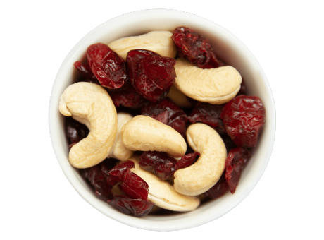 Cranberries und Cashewkerne in der Mini-Faltschachtel 