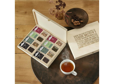 8 Tee Spezialitäten in der Birkenholzbox