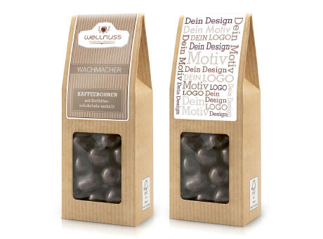 Faltschachtel - Wachmacher - Kaffeebohnen mit Zartbitterschokolade