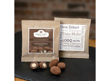 Premium Flowpack - glücksbringer - Trüffelmandeln mit Kakao