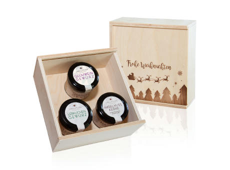 Gourmetkästchen mit 3 Weihnachts-Spezialitäten im Glas
