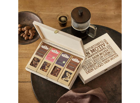 4 Premium Snacks in der Birkenholzbox