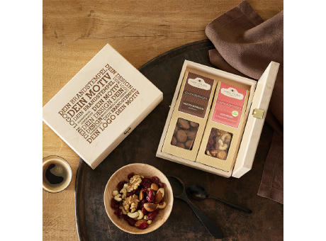 2 Premium Snacks in der Birkenholzbox