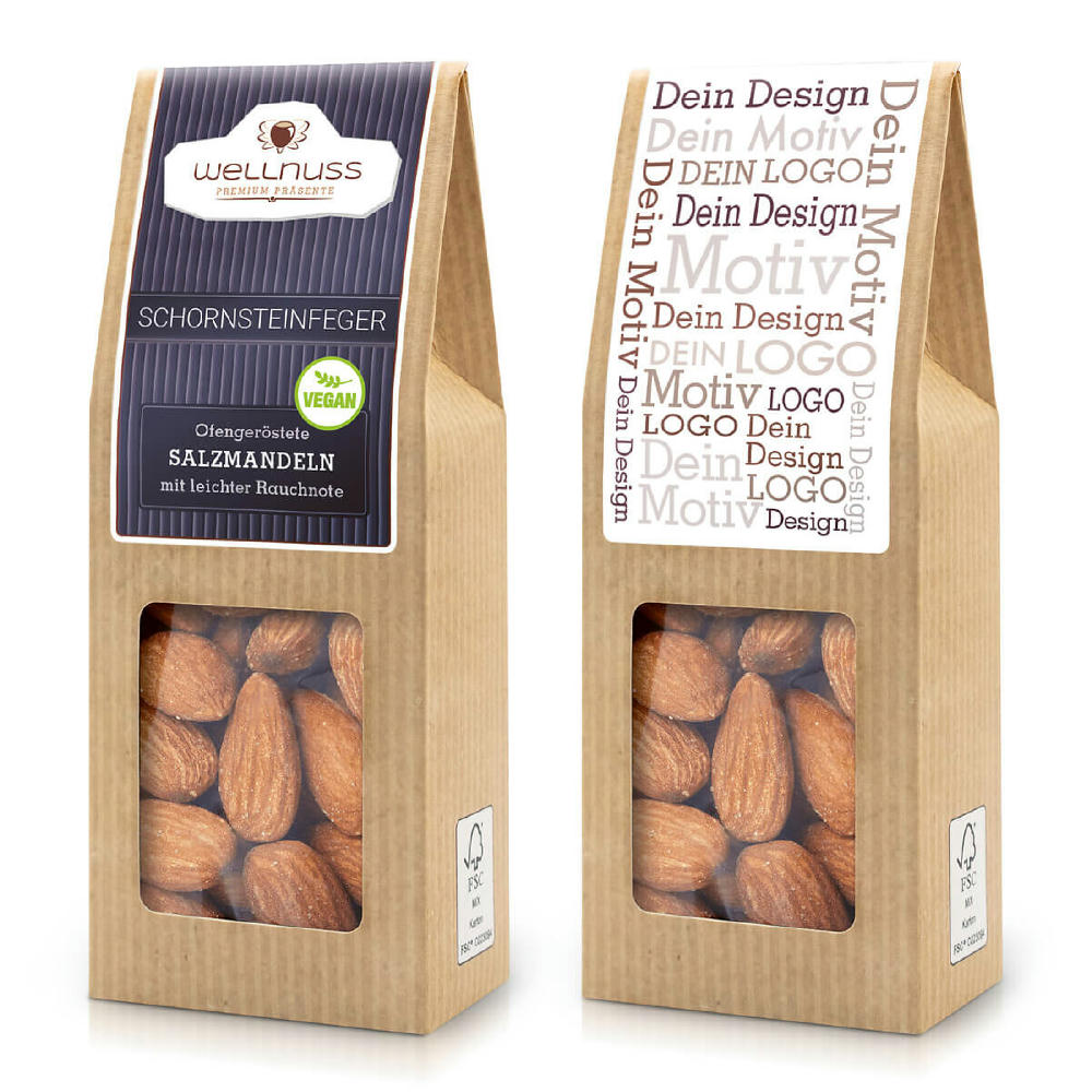 Faltschachtel -  Schornsteinfeger - Ofengeröstete Salzmandeln mit leichter Rauchnote
