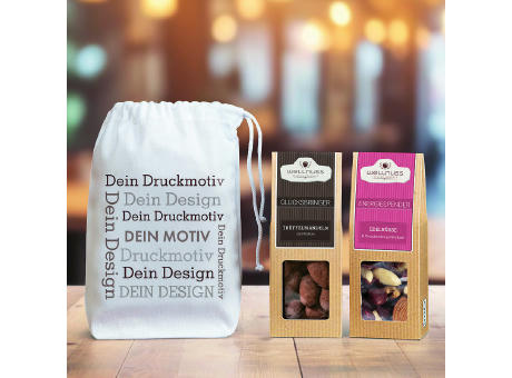 2 Premium Snacks im Baumwollsäckchen