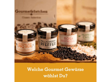 Gourmetkästchen mit 2 Gourmet Gewürzen im Glas