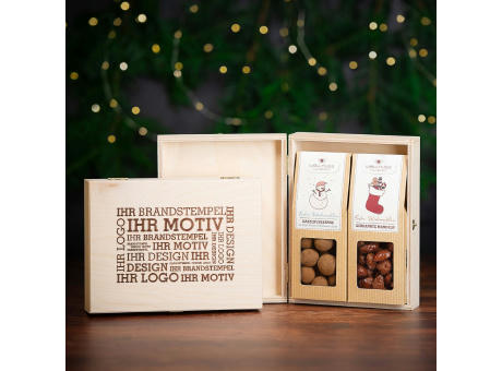 2 Premium Snacks in der Birkenholzbox - Weihnachts-Edition