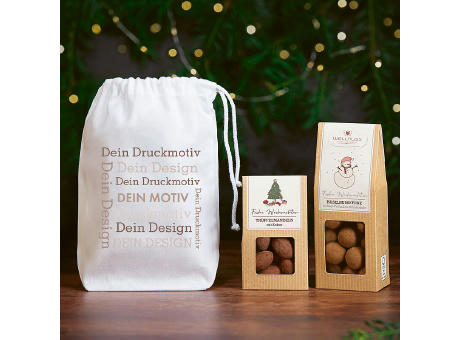 1 Faltschachteln und 1 Mini Faltschachtel im Baumwollsäckchen - Weihnachts-Edition