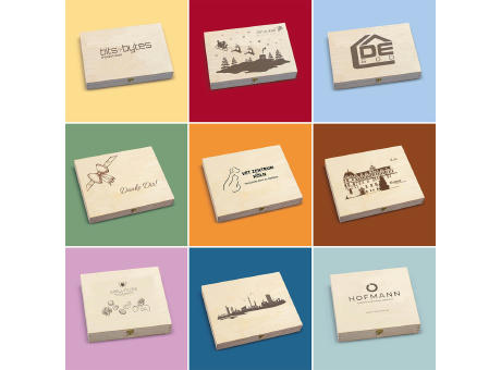 3 Premium Snacks in der Birkenholzbox - Weihnachts-Edition