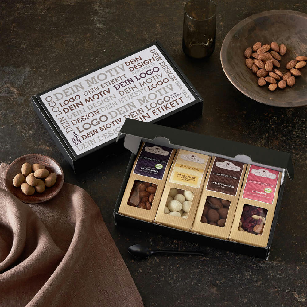 Geschenkkarton mit 4 Premium Snacks