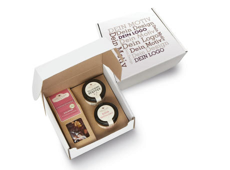 Geschenkkarton mit 1 Faltschachteln und 2 Gourmet Gewürzen im Glas