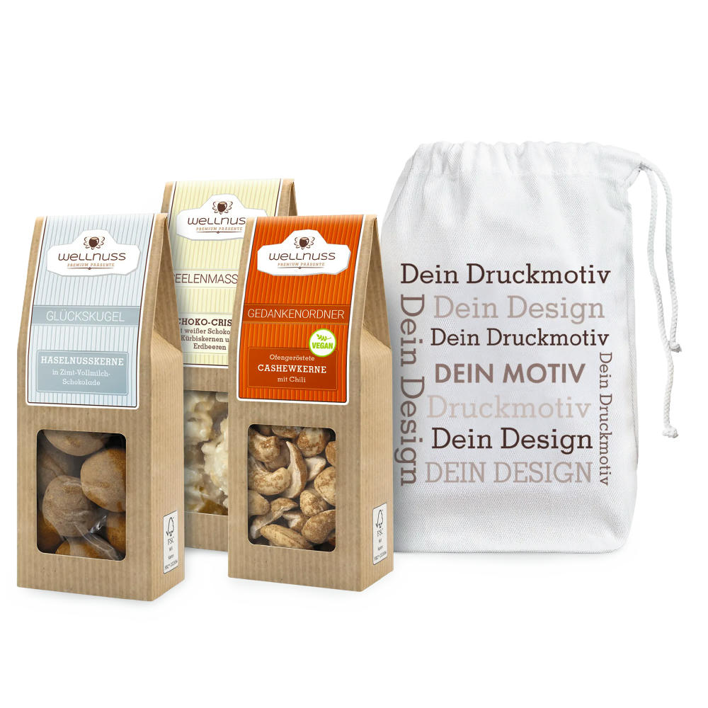 3 Premium Snacks im Baumwollsäckchen