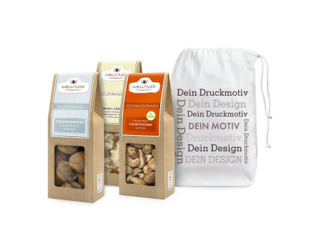 3 Premium Snacks im Baumwollsäckchen