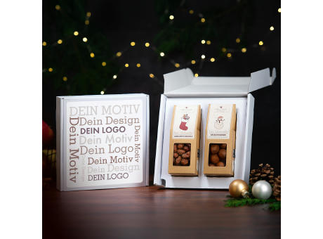 Geschenkkarton mit 2 Premium Snacks - Weihnachts-Edition