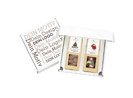 Geschenkkarton mit 2 Premium Snacks - Weihnachts-Edition