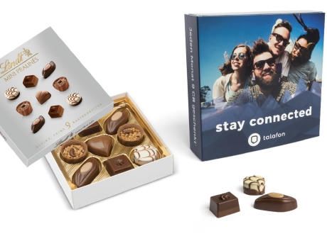 Lindt Mini Pralinés im Werbeschuber