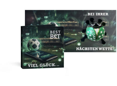 Glücksäfer vegan in Werbekarte