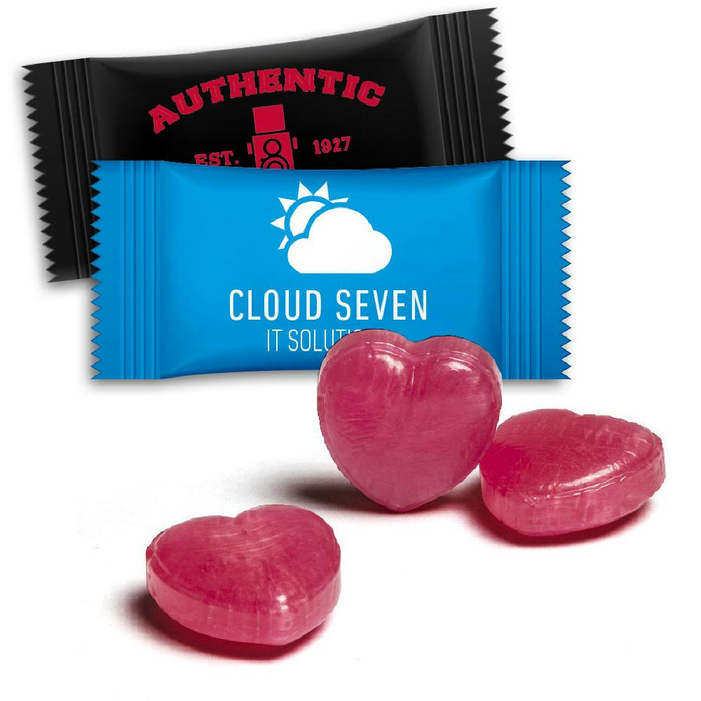 Herzbonbons im Flowpack