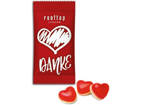 Himbeer-Herzen mit Vanilleschaum im Flowpack