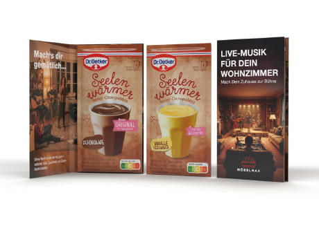 Dr. Oetker Tassenpudding in Werbeklappkarte