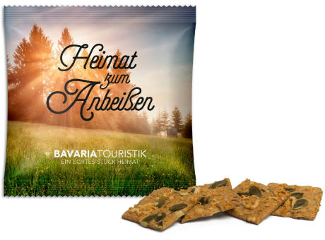 Vollkorn Snack im Werbetütchen