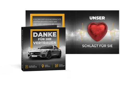 Werbekarte mit Lindt Schokoladen Herz 5 g
