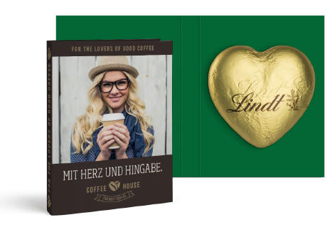 Werbekarte mit Lindt Schokoladen Herz 20 g