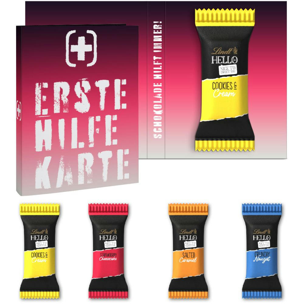 Lindt HELLO Mini Stick in Werbeklappkarte