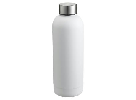 Weiße Edelstahl-Thermosflasche 0,55 l mit doppelwandiger Vakuum-Isolierung pulverbeschichtet