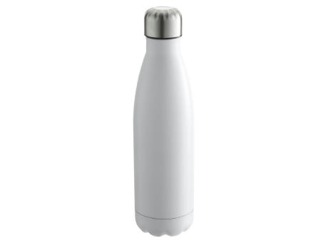 Weiße Edelstahl-Trinkflasche 0,5 l mit doppelwandiger Vakuum-Isolierung