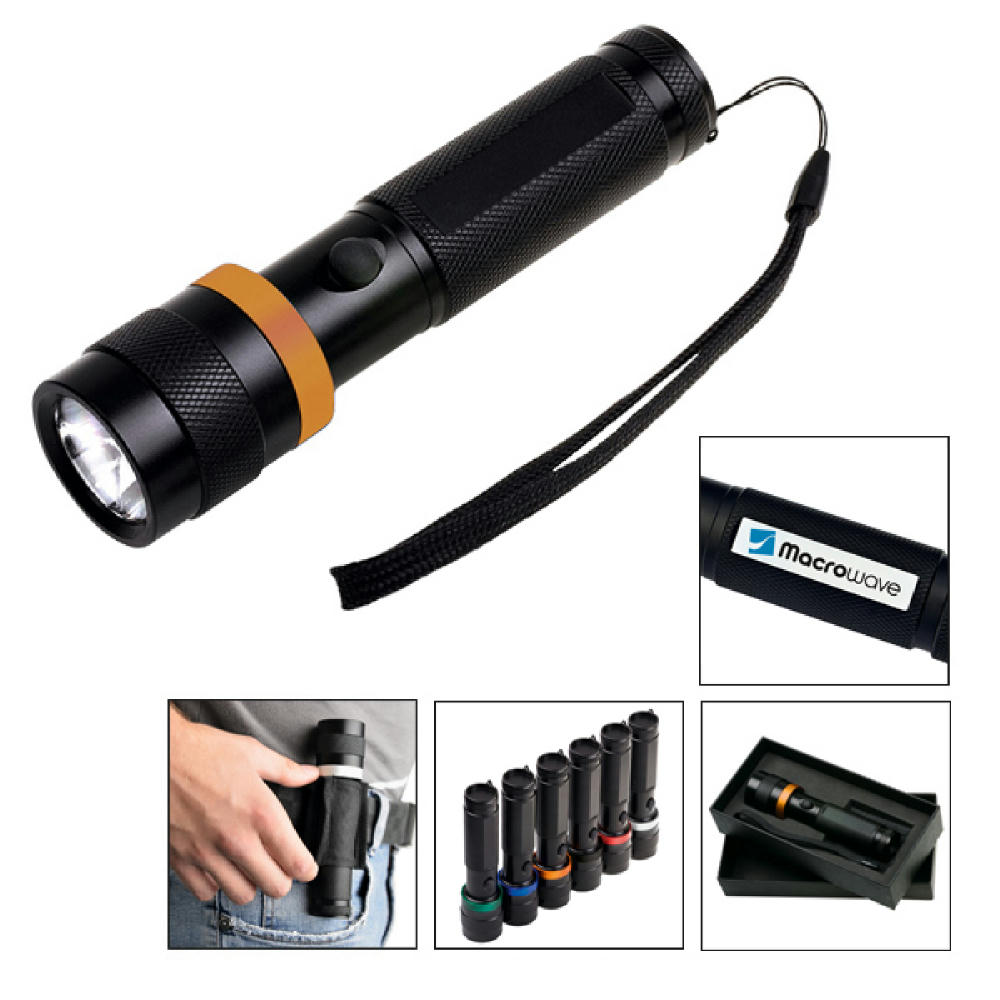 LED Leuchte "Security 3W schwarz/orange"