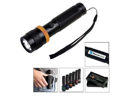 LED Leuchte "Security 3W schwarz/orange"