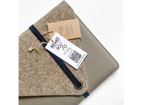 Recycled Felt & Apple Leather Laptop Sleeve 15/16"