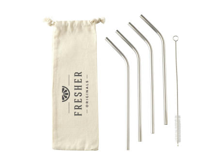 Reusable 4 pieces ECO Straw Set Strohalme aus Edelstahl