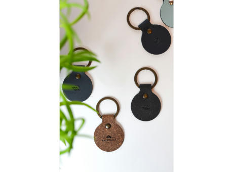 Recycled Leather Keyring Round Schlüsselanhänger