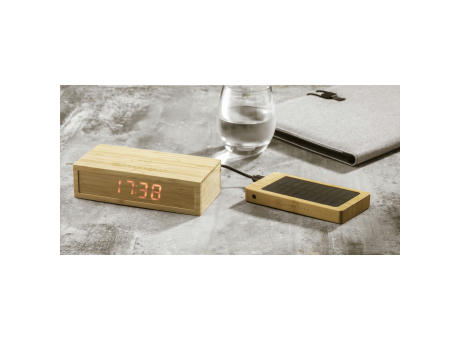 Bamboo Alarm Clock with Wireless Charger Ladegerät