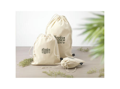 Gift Pouch Naturel GRS Recycled Cotton (150 g/m²) S