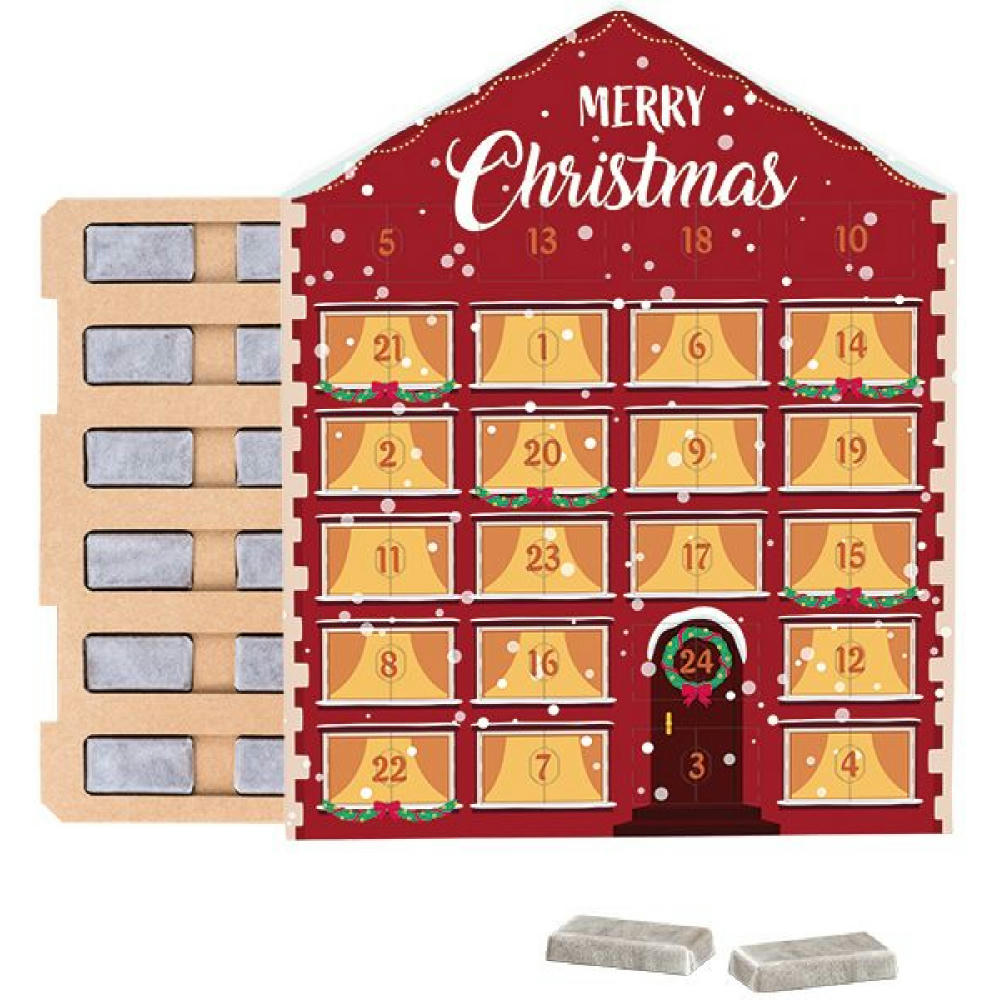 Täfelchen Adventskalender Haus ECO, verschiedene Füllvarianten