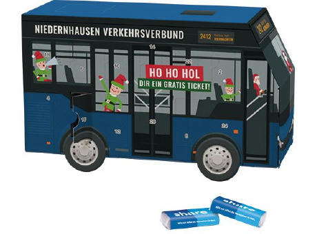 Adventskalender Bus, verschiedene Füllvarianten