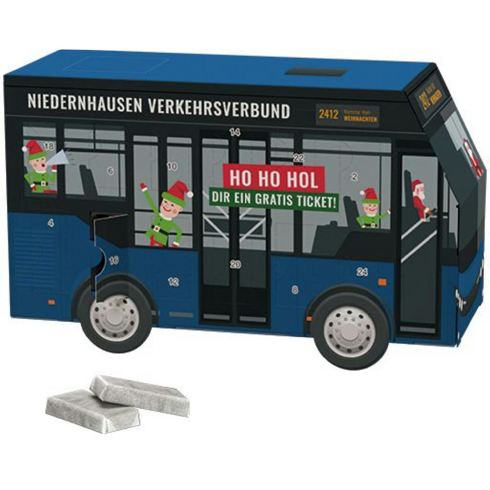 Adventskalender Bus, verschiedene Füllvarianten