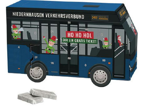 Adventskalender Bus, verschiedene Füllvarianten