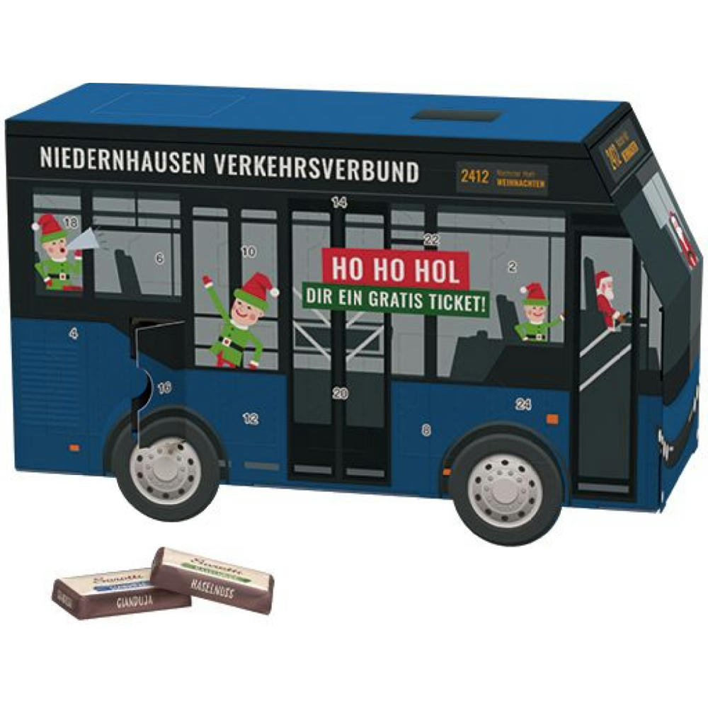 Adventskalender Bus, verschiedene Füllvarianten