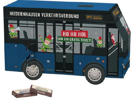 Adventskalender Bus, verschiedene Füllvarianten