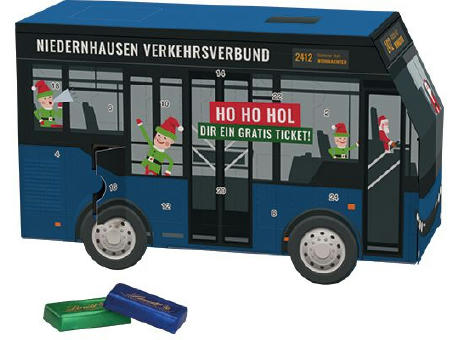 Adventskalender Bus, verschiedene Füllvarianten