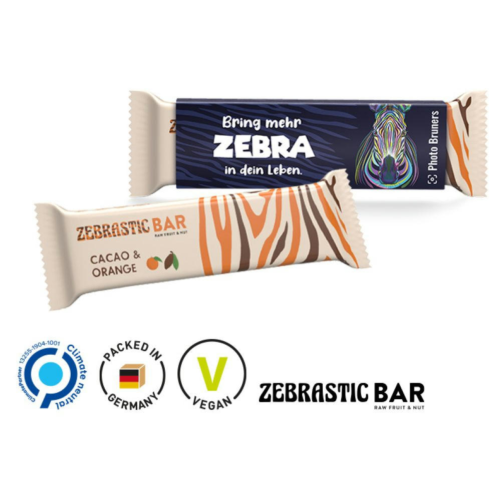Zebrastic Bar Cacao & Orange im Werbeschuber