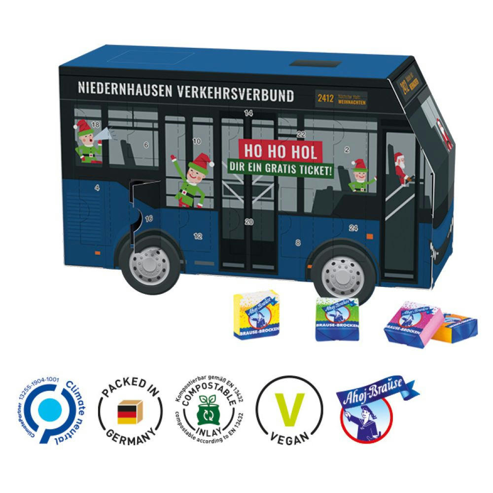 Adventskalender Bus, verschiedene Füllvarianten