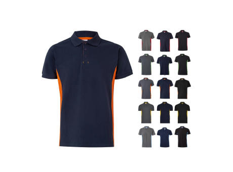 VL SUPAY. Polo piqué bicolor (180g/m²), manga corta, en algodón (60%) y poliéster (40%)