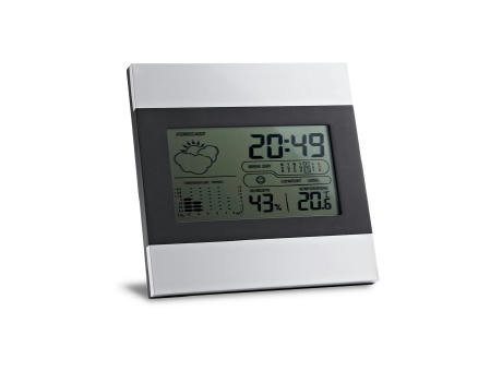 DENE. Estación meteorológica de sobremesa con pantalla LCD de aluminio y ABS