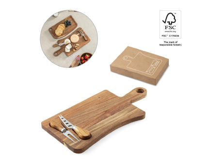 CASSIA. Tabla para quesos de madera de acacia con mango
